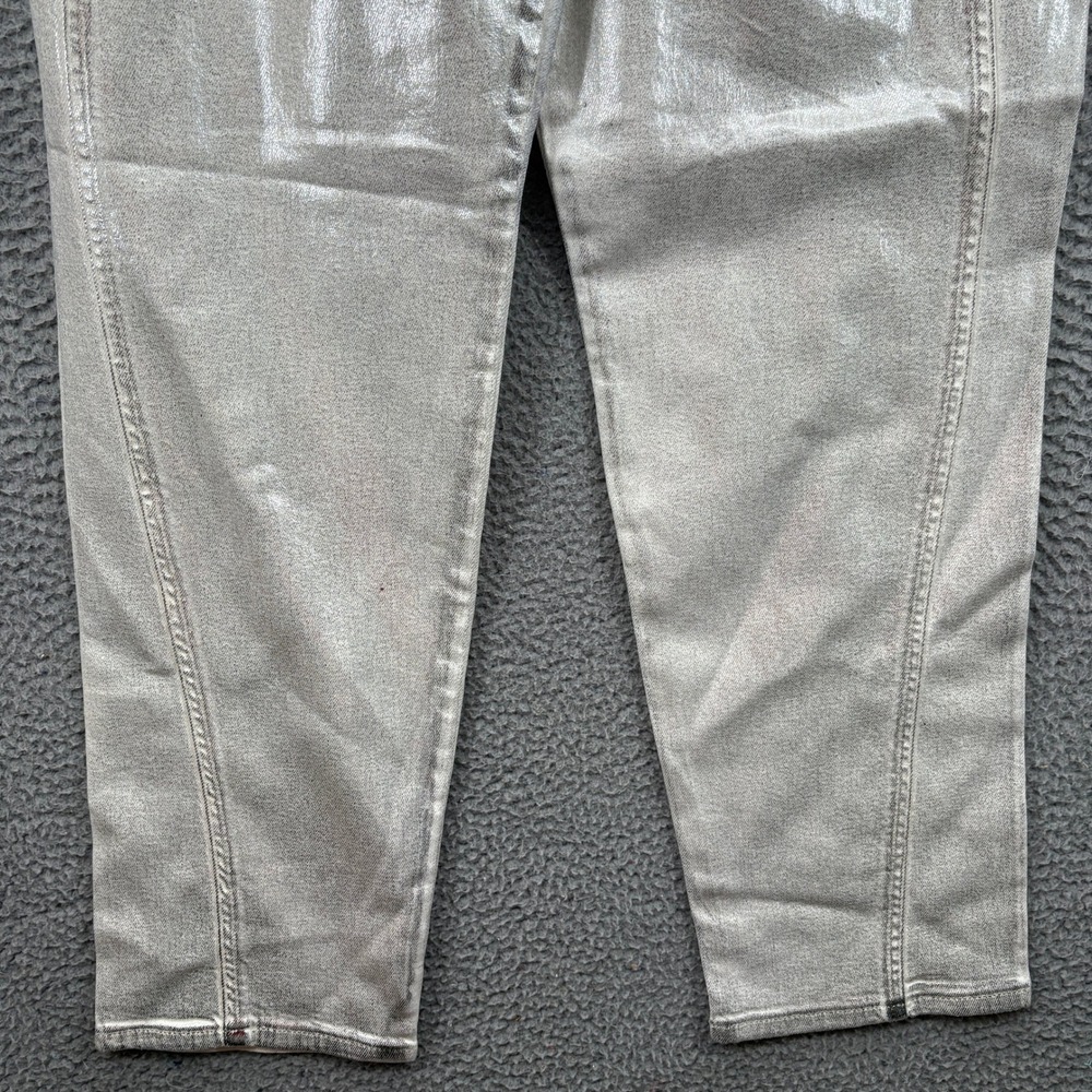 Pilcro Jeans Women 28 Silver Metallic High Rise Straight Leg Denim Pants - Picture 5 of 16